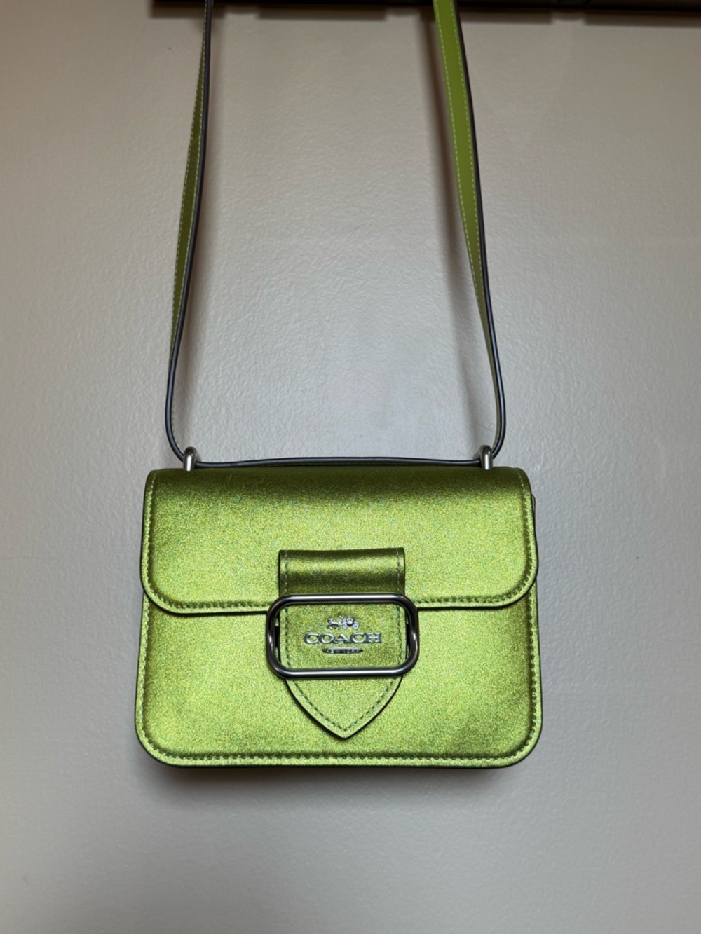 Coach Metallic Lime Green Crossbody Bag